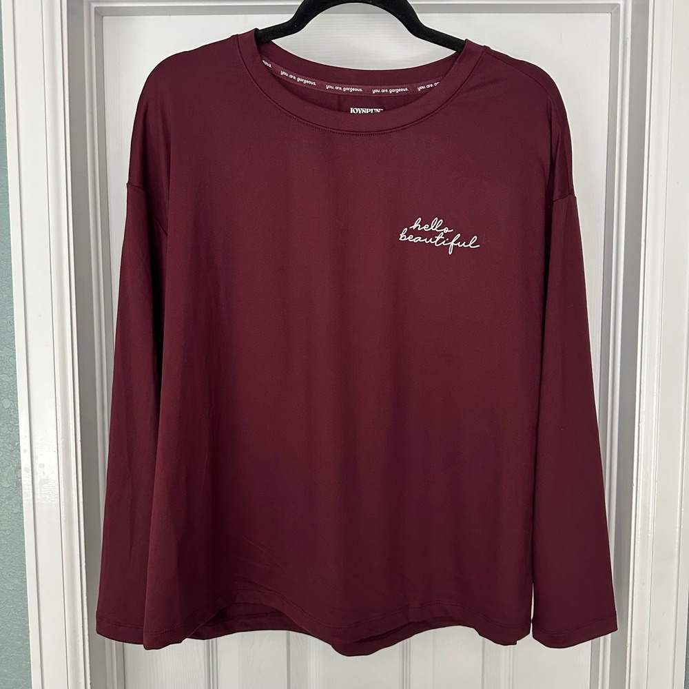 Joyspun Dreamy Soft Collection Long Sleeve Top Hello Beautiful Size Medium NWT